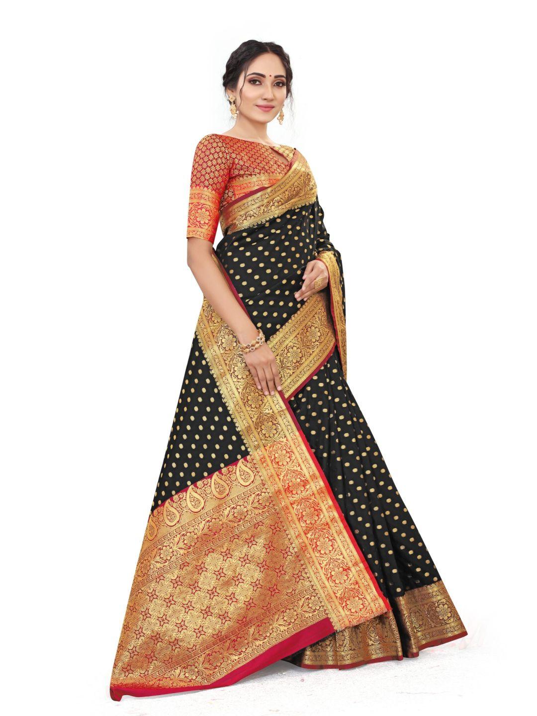 Women's Black Art Silk With Blouse Piece Pack Of 1 - Rujave - Indiakreations