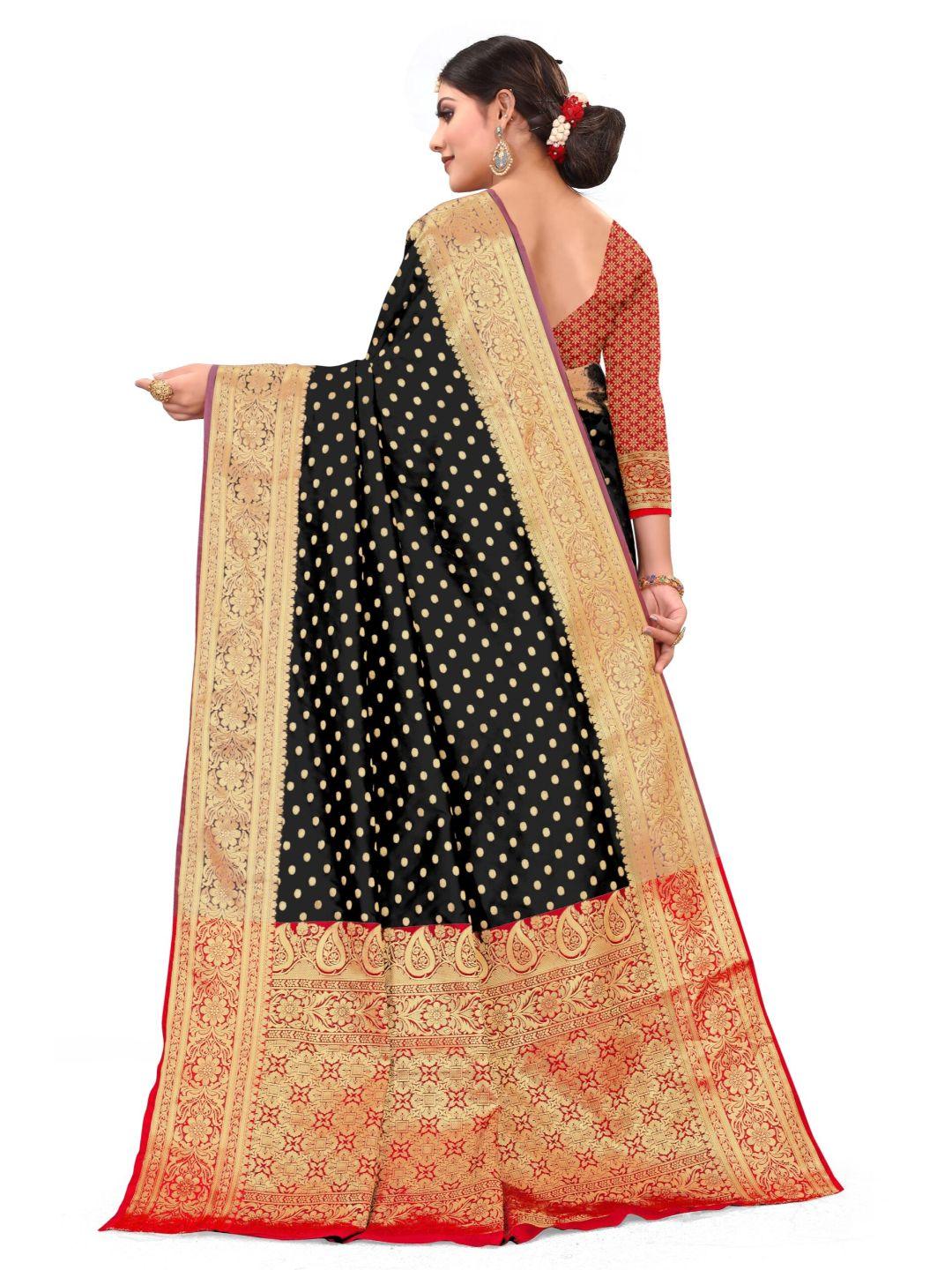 Women's Black Art Silk With Blouse Piece Pack Of 1 - Rujave - Indiakreations