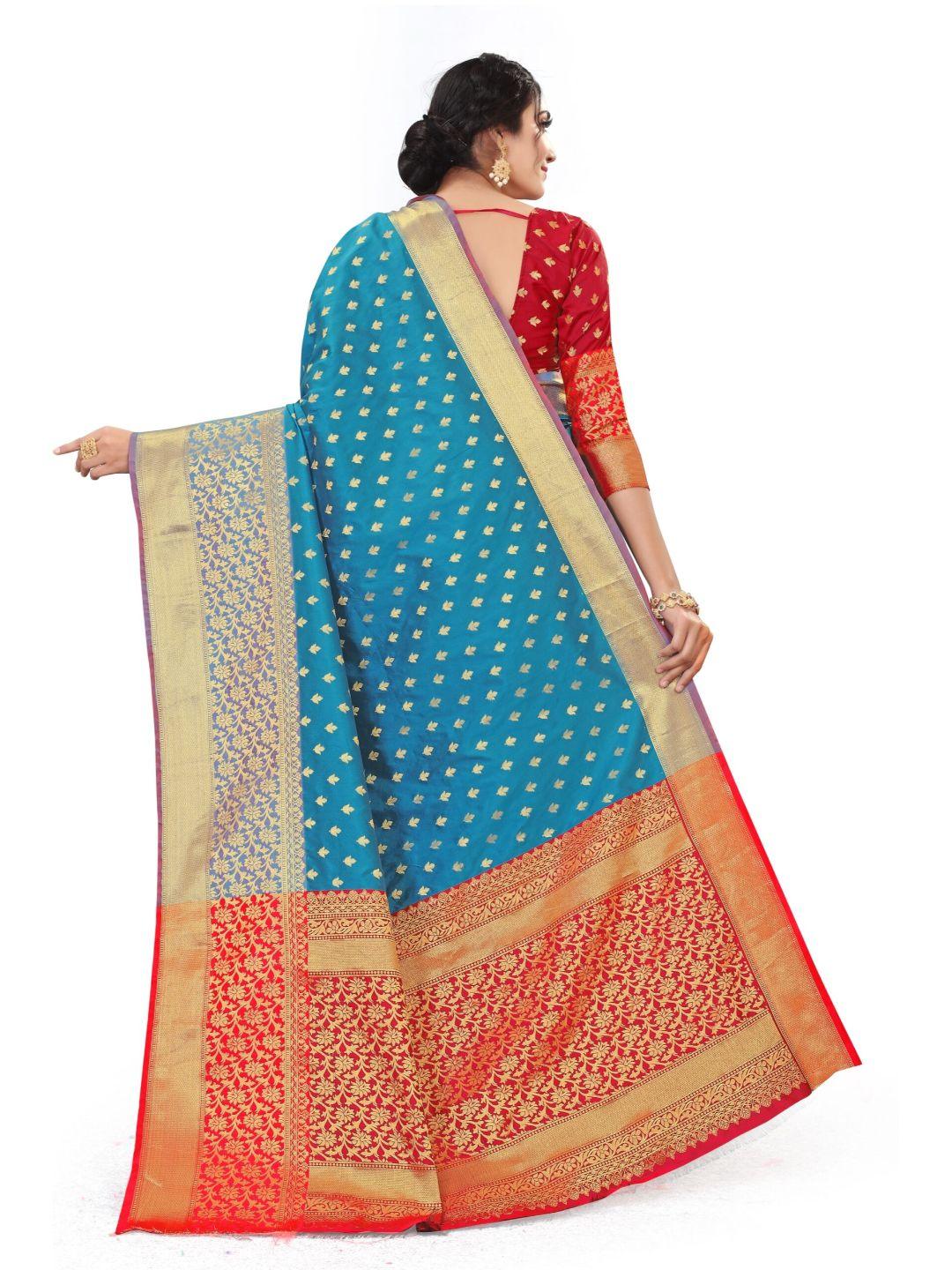 Women's Light Blue Art Silk With Blouse Piece Pack Of 1 - Rujave - Indiakreations