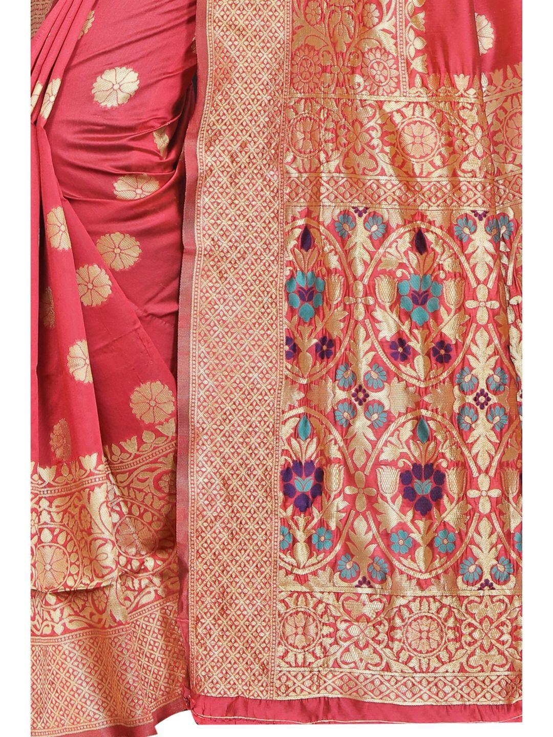 Women's Pink Art Silk With Blouse Piece Pack Of 1 - Rujave - Indiakreations