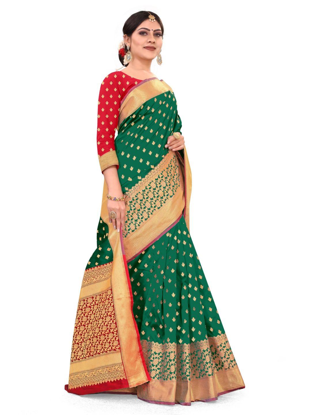 Women's Green Art Silk With Blouse Piece Pack Of 1 - Rujave - Indiakreations