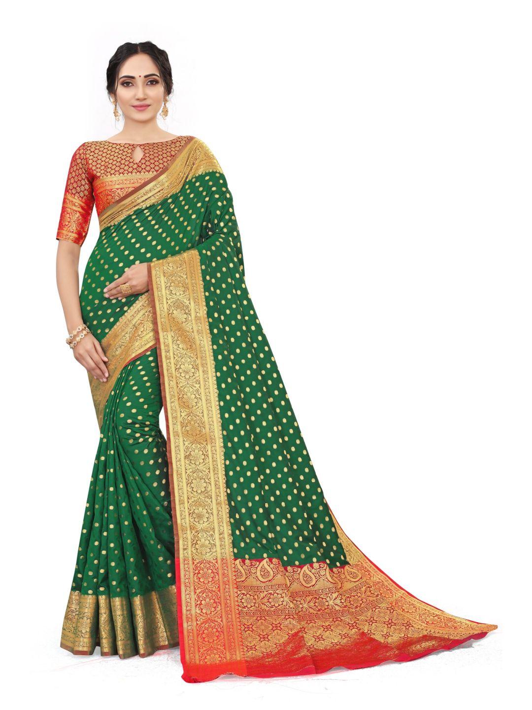 Women's Green Art Silk With Blouse Piece Pack Of 1 - Rujave - Indiakreations