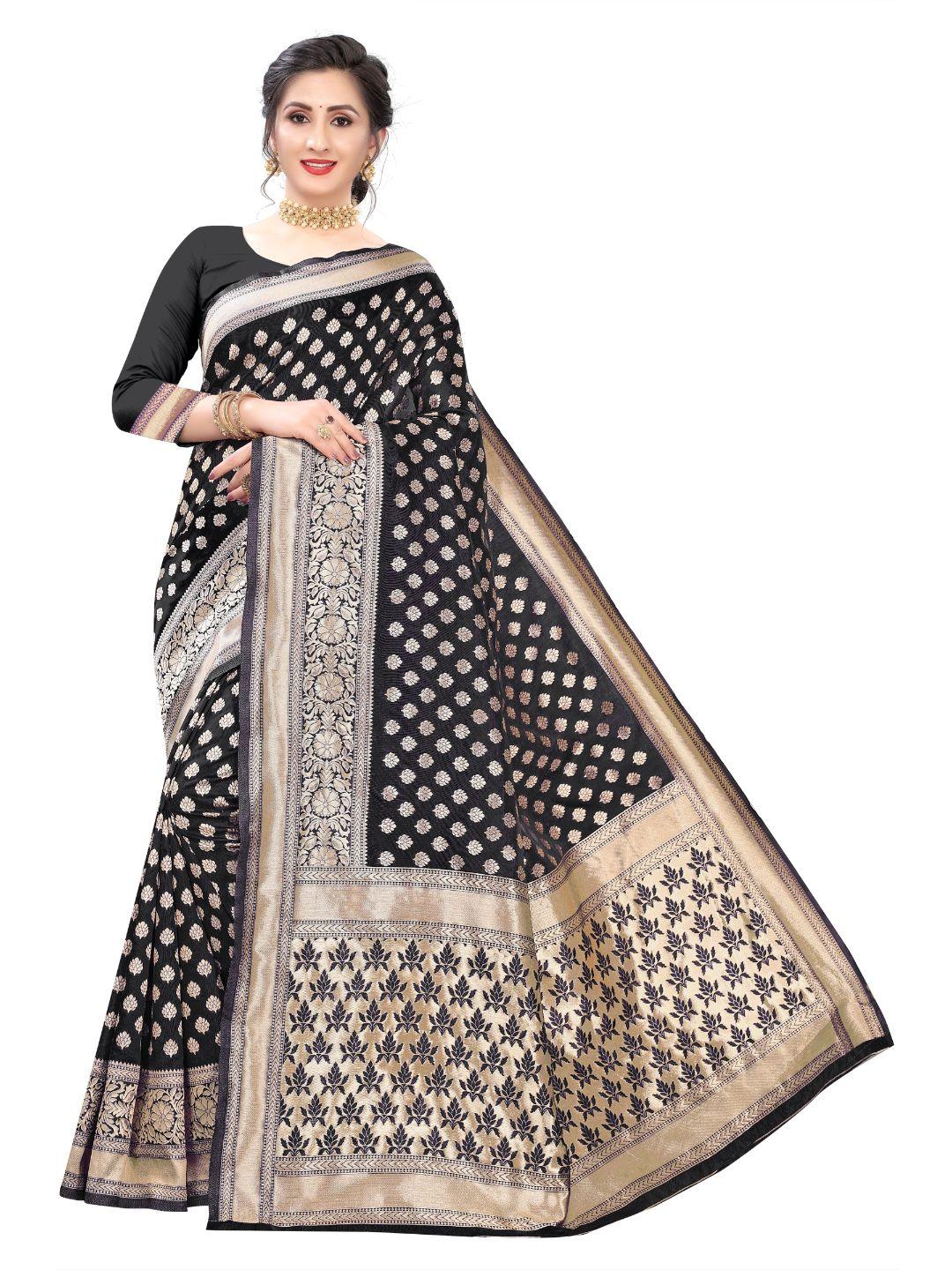 Women's Black Art Silk With Blouse Piece Pack Of 1 - Rujave - Indiakreations