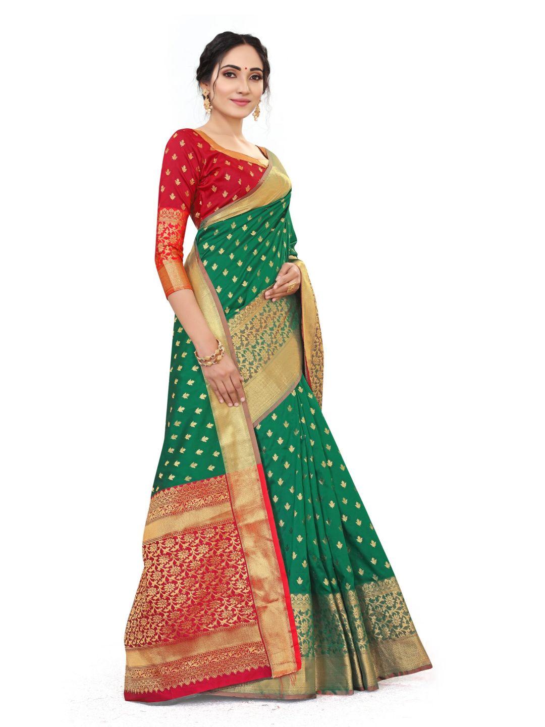 Women's Green Art Silk With Blouse Piece Pack Of 1 - Rujave - Indiakreations