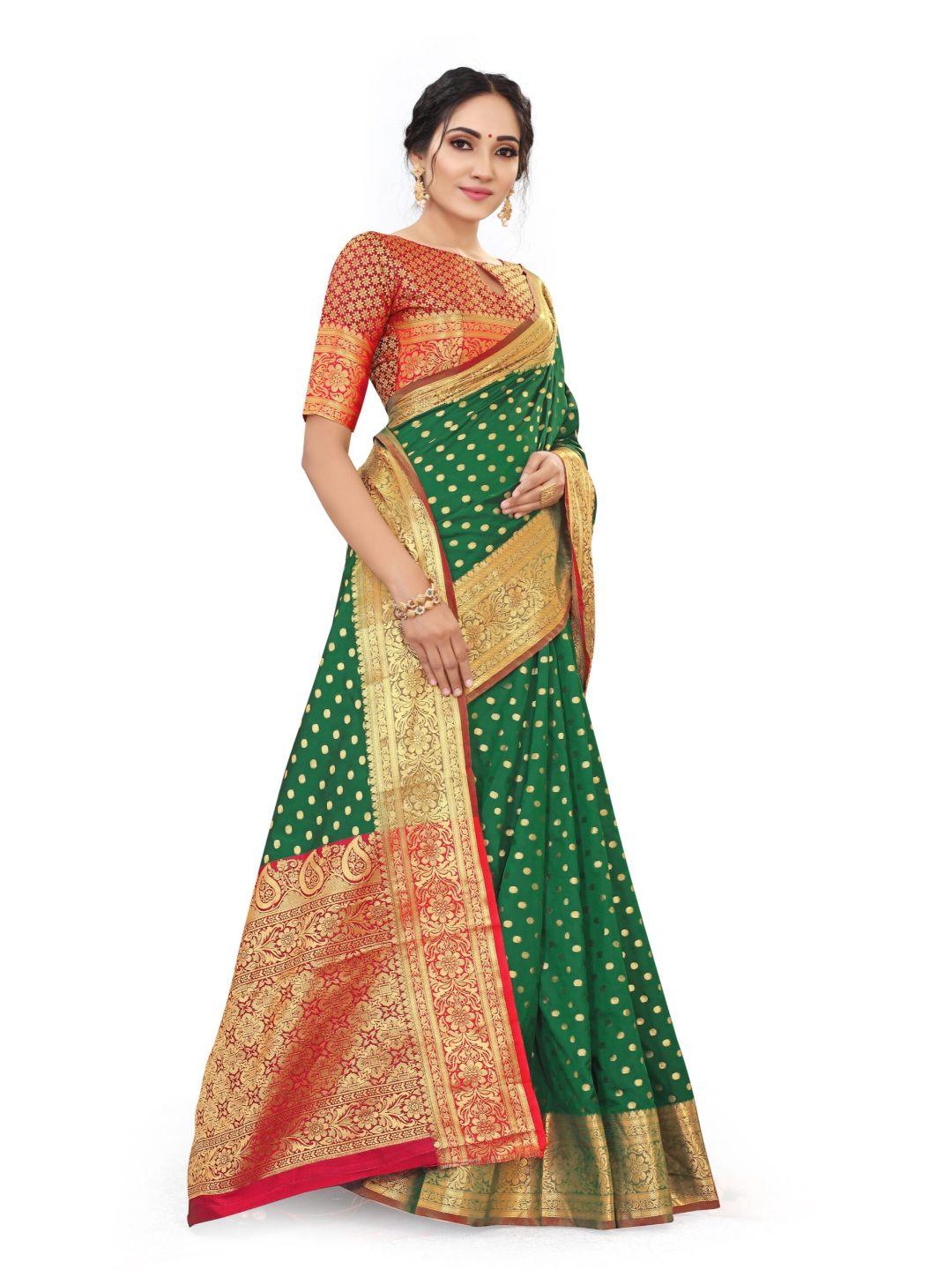 Women's Green Art Silk With Blouse Piece Pack Of 1 - Rujave - Indiakreations