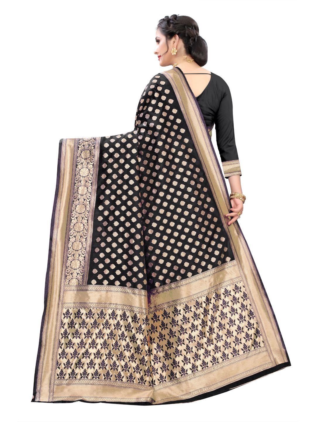 Women's Black Art Silk With Blouse Piece Pack Of 1 - Rujave - Indiakreations