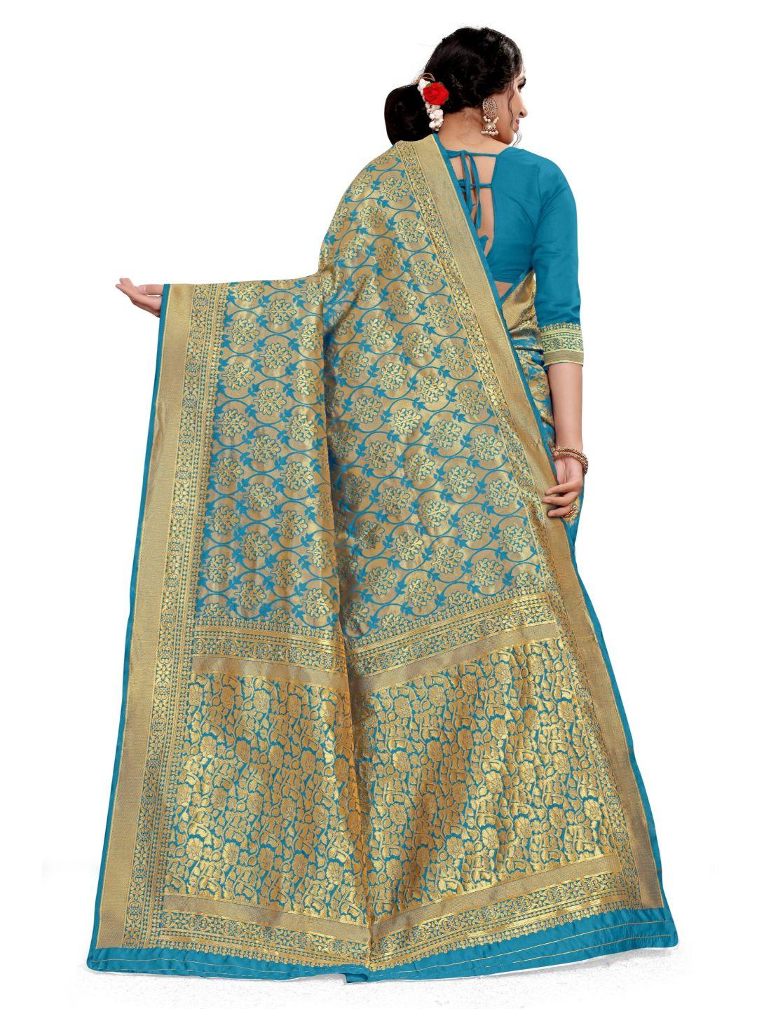 Women's Sky Blue Art Silk With Blouse Piece Pack Of 1 - Rujave - Indiakreations