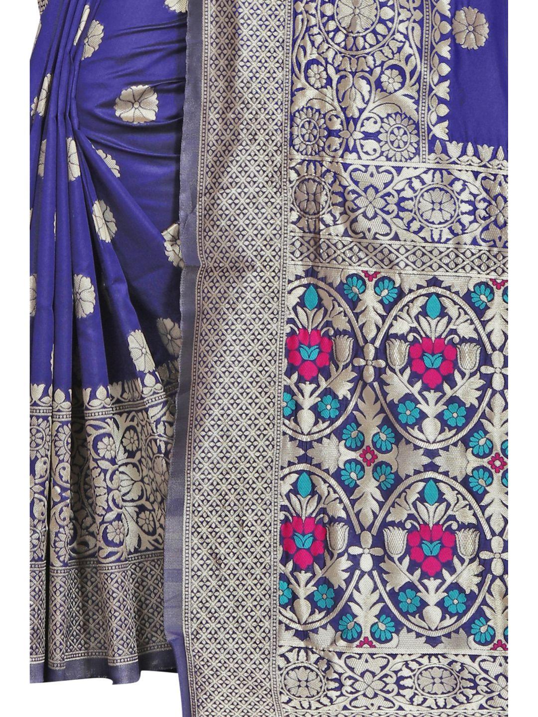 Women's Navy Blue Art Silk With Blouse Piece Pack Of 1 - Rujave - Indiakreations