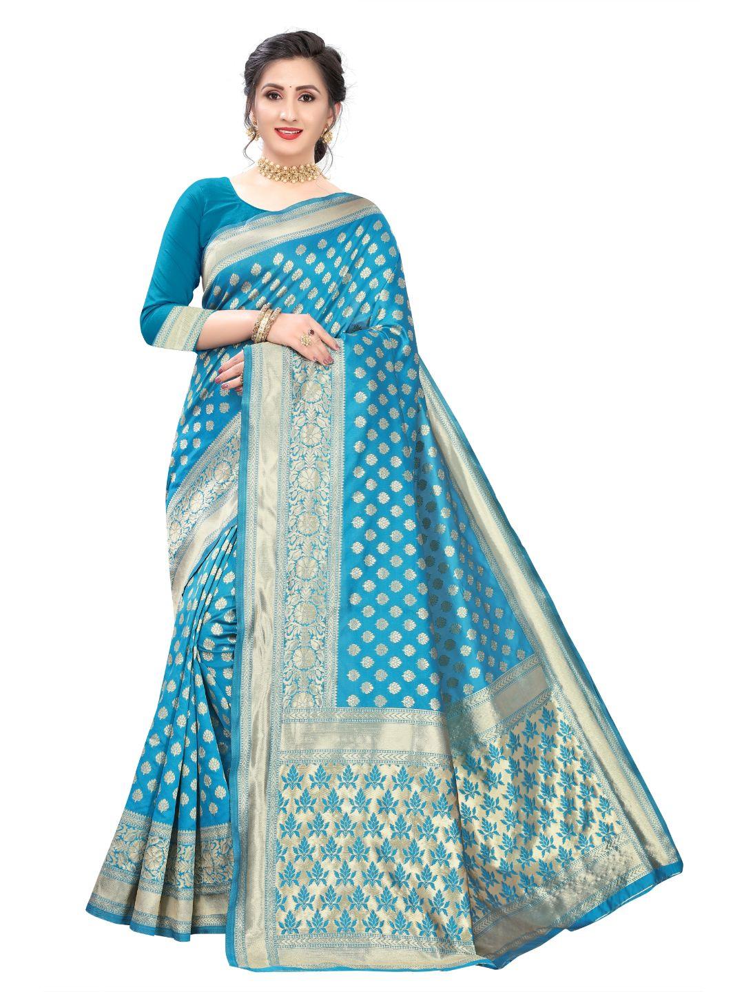 Women's Light Blue Art Silk With Blouse Piece Pack Of 1 - Rujave - Indiakreations