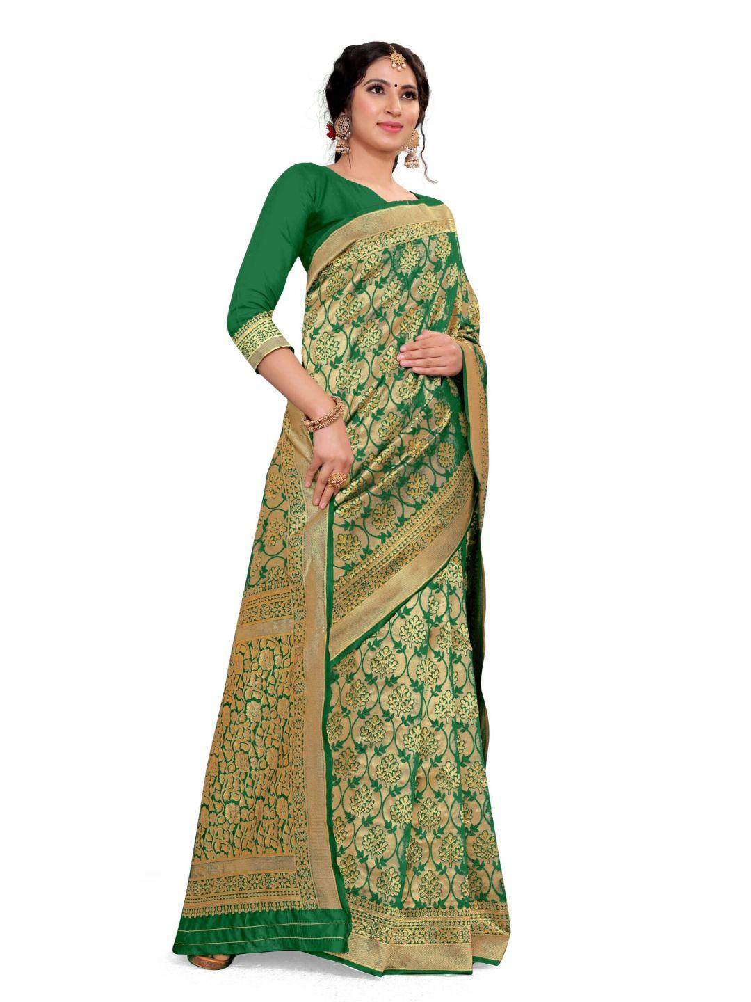 Women's Green Art Silk With Blouse Piece Pack Of 1 - Rujave - Indiakreations