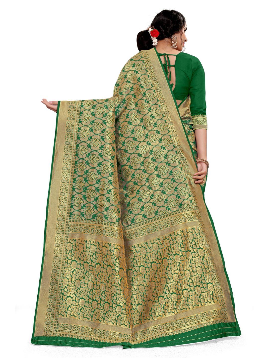 Women's Green Art Silk With Blouse Piece Pack Of 1 - Rujave - Indiakreations