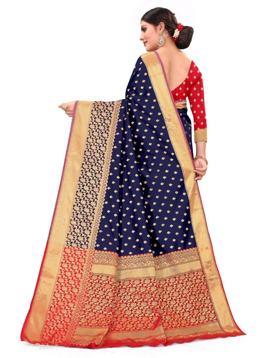 Women's Navy Blue Art Silk With Blouse Piece Pack Of 1 - Rujave - Indiakreations