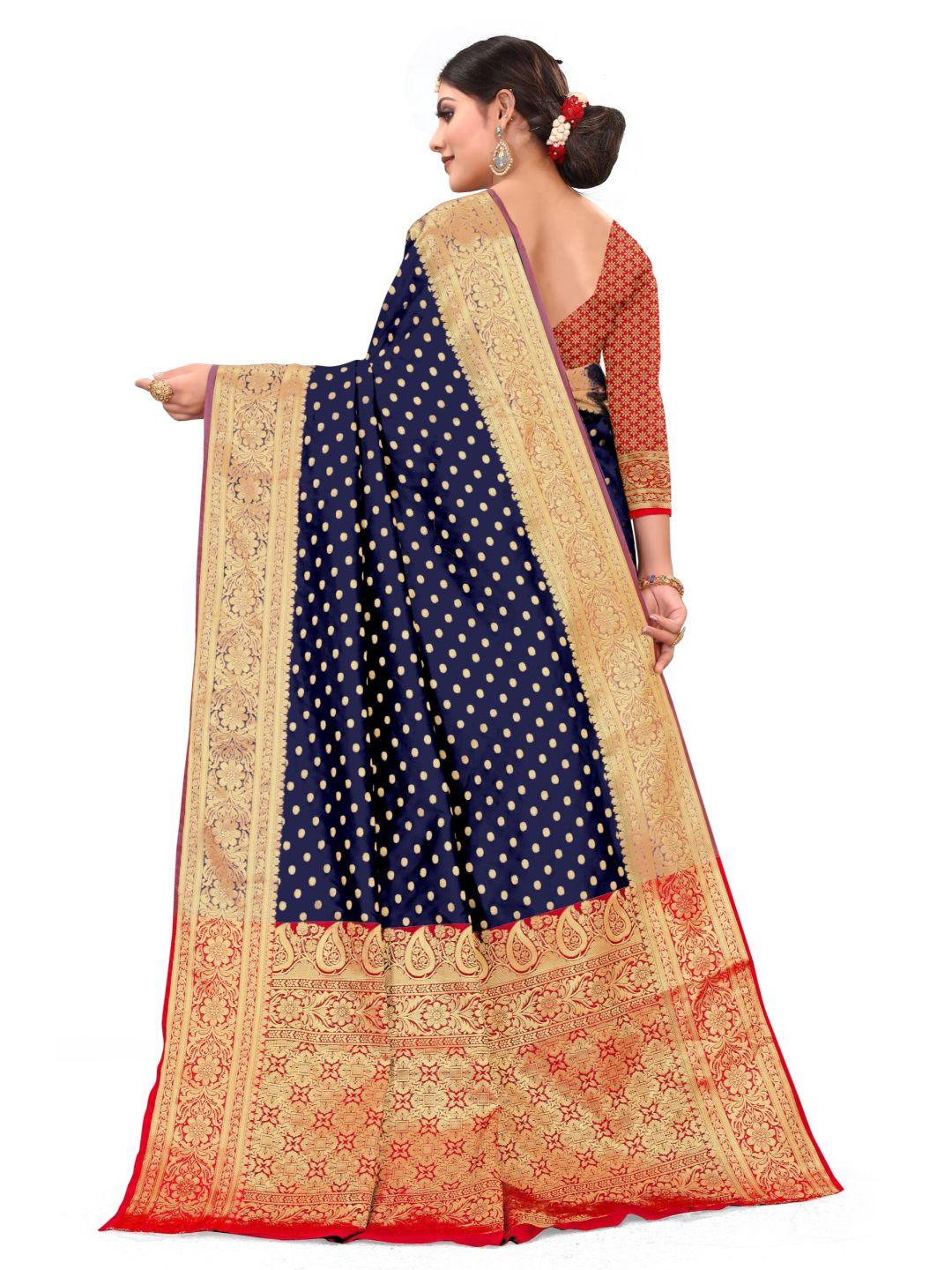 Women's Navy Blue Art Silk With Blouse Piece Pack Of 1 - Rujave - Indiakreations