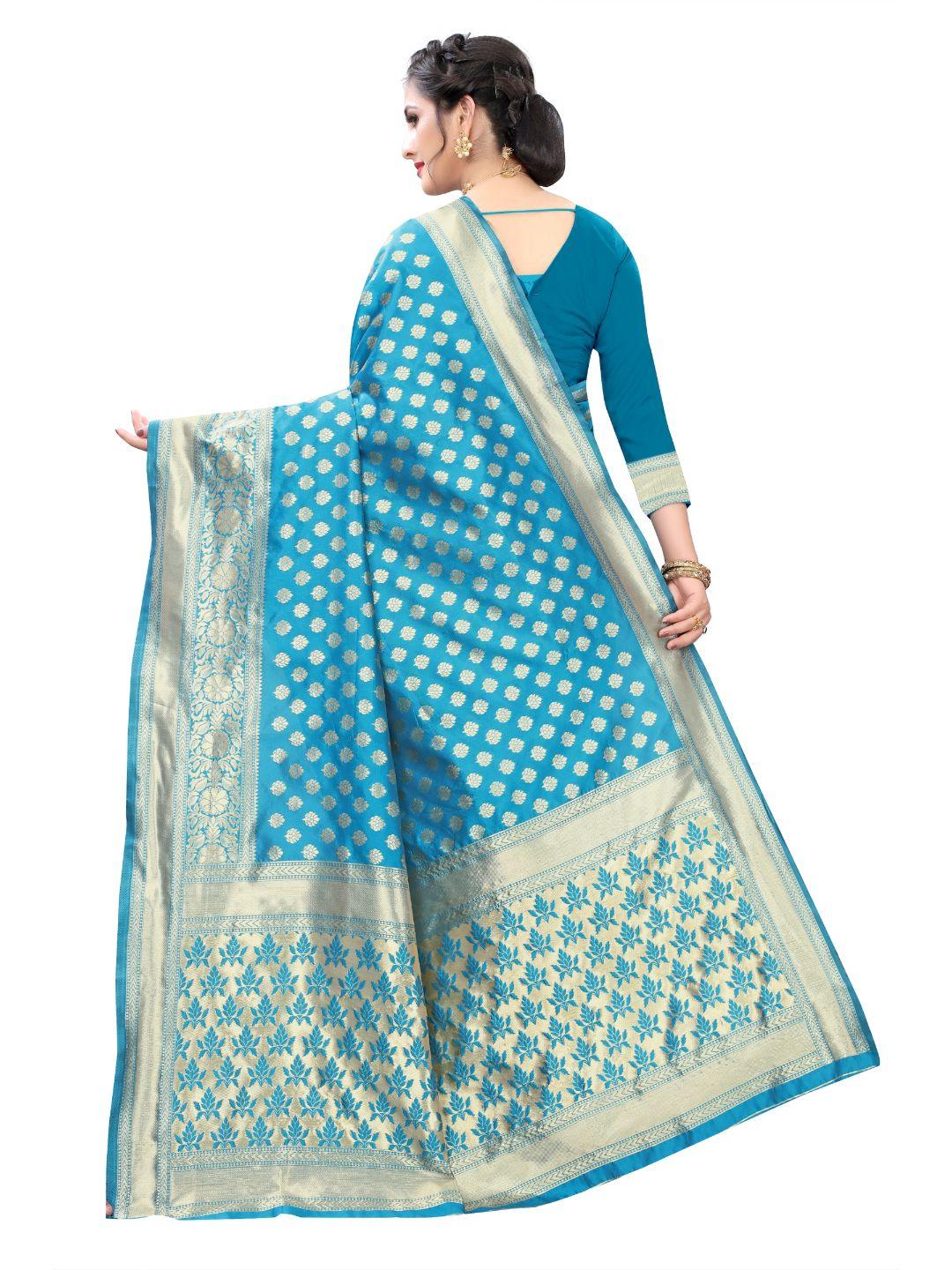 Women's Light Blue Art Silk With Blouse Piece Pack Of 1 - Rujave - Indiakreations