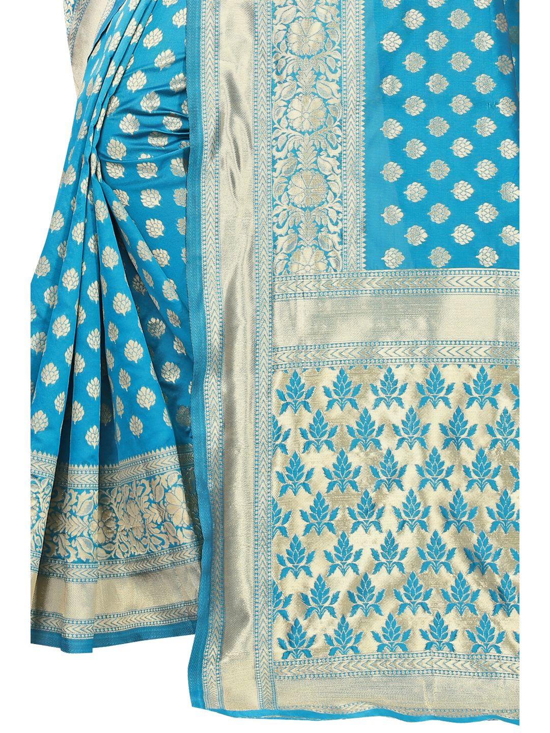 Women's Light Blue Art Silk With Blouse Piece Pack Of 1 - Rujave - Indiakreations