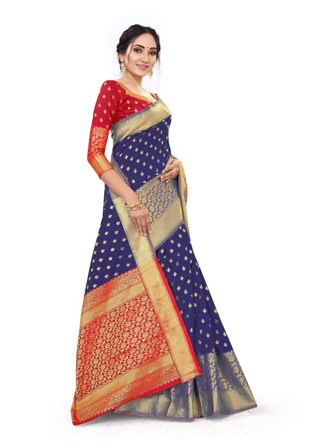 Women's Navy Blue Art Silk With Blouse Piece Pack Of 1 - Rujave - Indiakreations