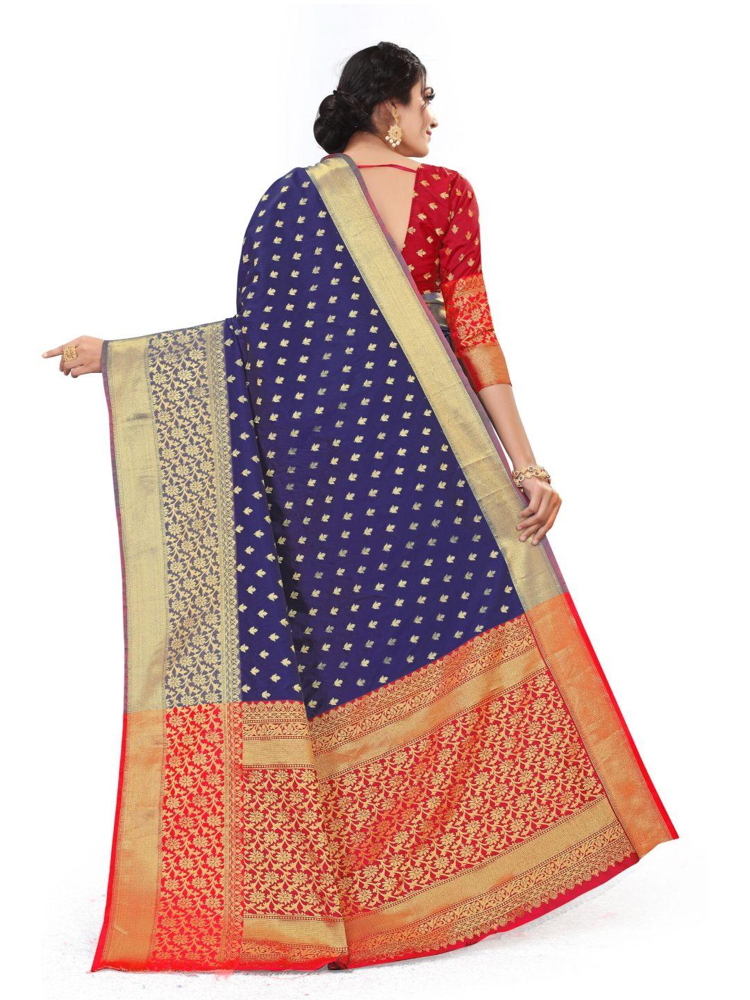 Women's Navy Blue Art Silk With Blouse Piece Pack Of 1 - Rujave - Indiakreations