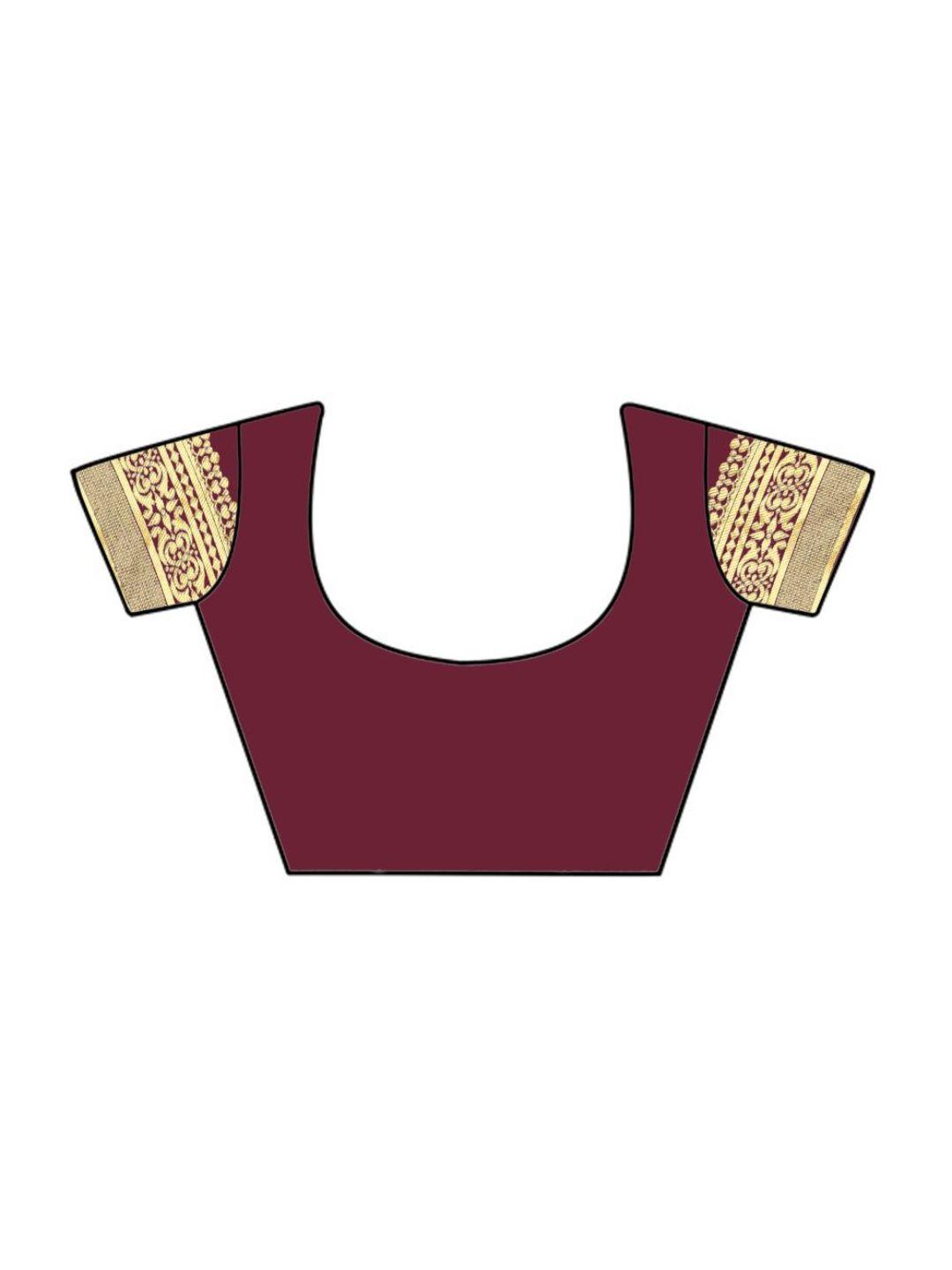 Women's Maroon Art Silk With Blouse Piece Pack Of 1 - Rujave - Indiakreations