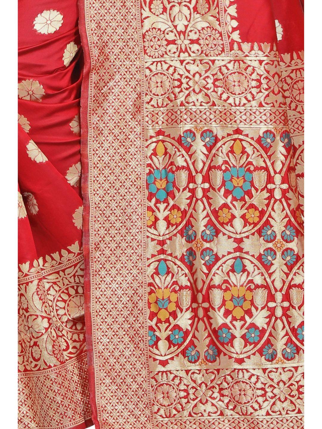 Women's Red Art Silk With Blouse Piece Pack Of 1 - Rujave - Indiakreations