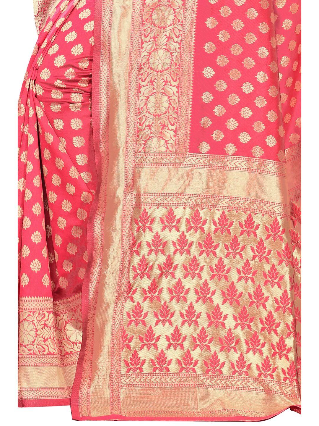 Women's Pink Art Silk With Blouse Piece Pack Of 1 - Rujave - Indiakreations