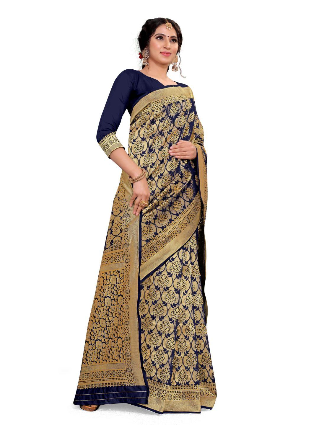 Women's Navy Blueart Silkwith Blouse Piecepack Of 1 - Rujave - Indiakreations