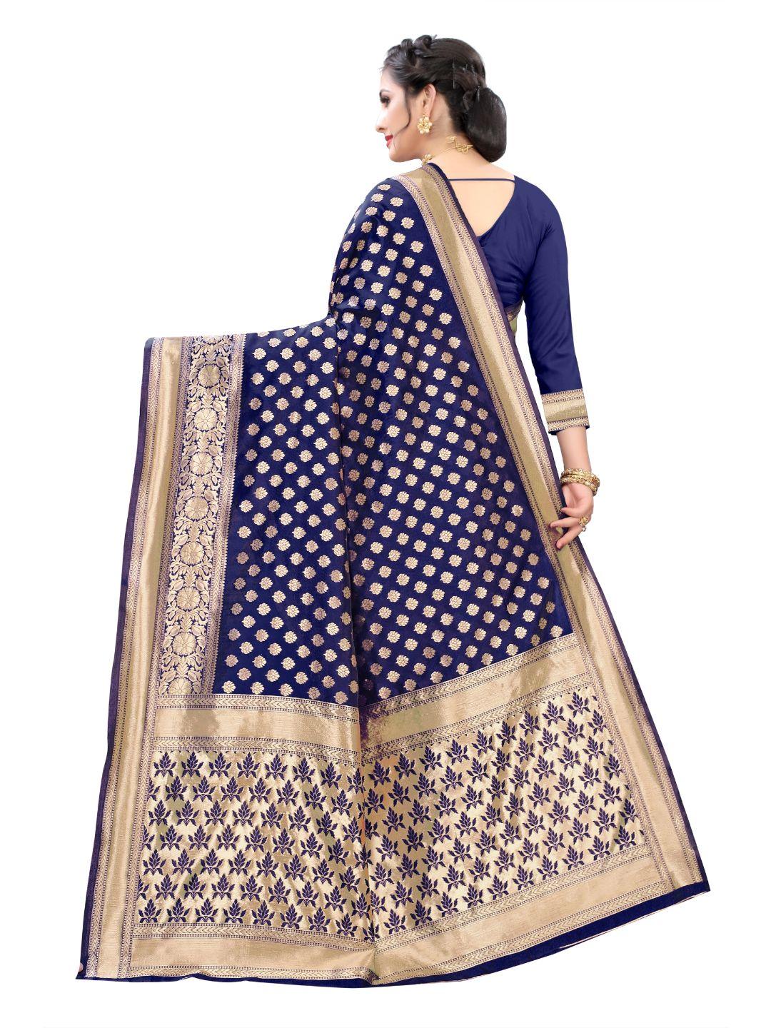 Women's Navy Blue Art Silk With Blouse Piece Pack Of 1 - Rujave - Indiakreations