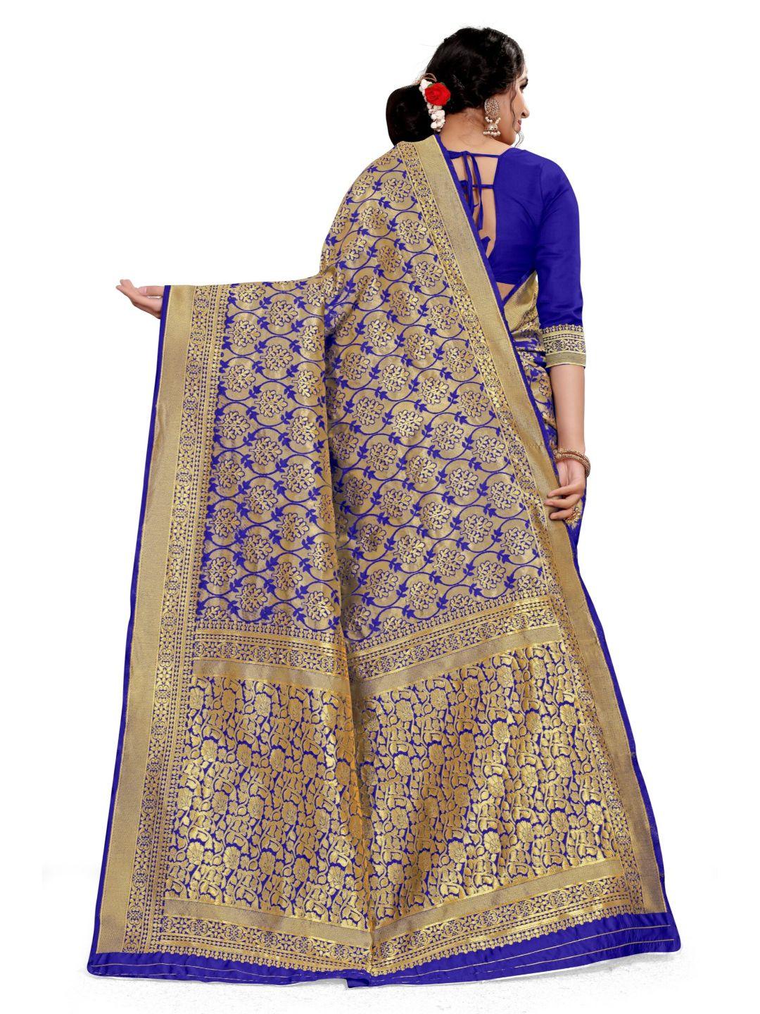 Women's Blue Art Silk With Blouse Piece Pack Of 1 - Rujave - Indiakreations