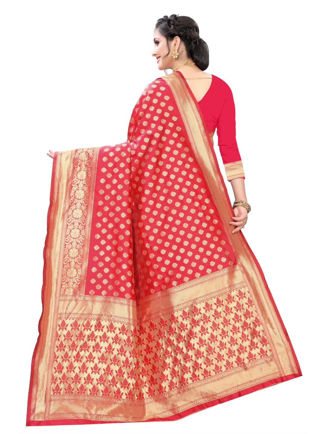 Women's Red Art Silk With Blouse Piece Pack Of 1 - Rujave - Indiakreations