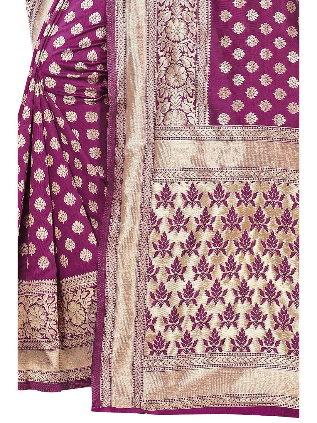 Women's Wine Art Silk With Blouse Piece Pack Of 1 - Rujave - Indiakreations