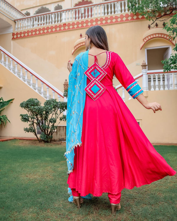 Pink & Blue Gotapatti Suit Set | Relove