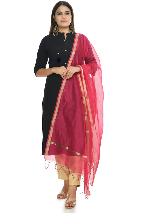 Women's Banarsi Chanderi Piping Dupatta Mfd0027 - Moeza