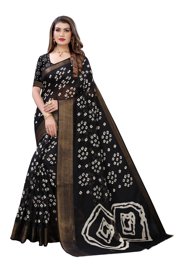 Women's Linen Jari Border Saree With Blouse Piece - Vamika