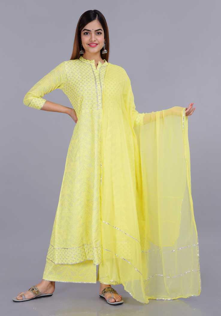 Women Yellow Kurta and Palazzo Set Rayon - NOZ2TOZ - Indiakreations