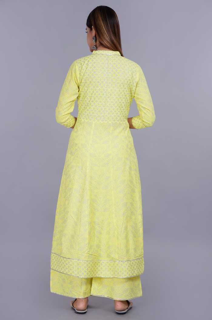 Women Yellow Kurta and Palazzo Set Rayon - NOZ2TOZ - Indiakreations