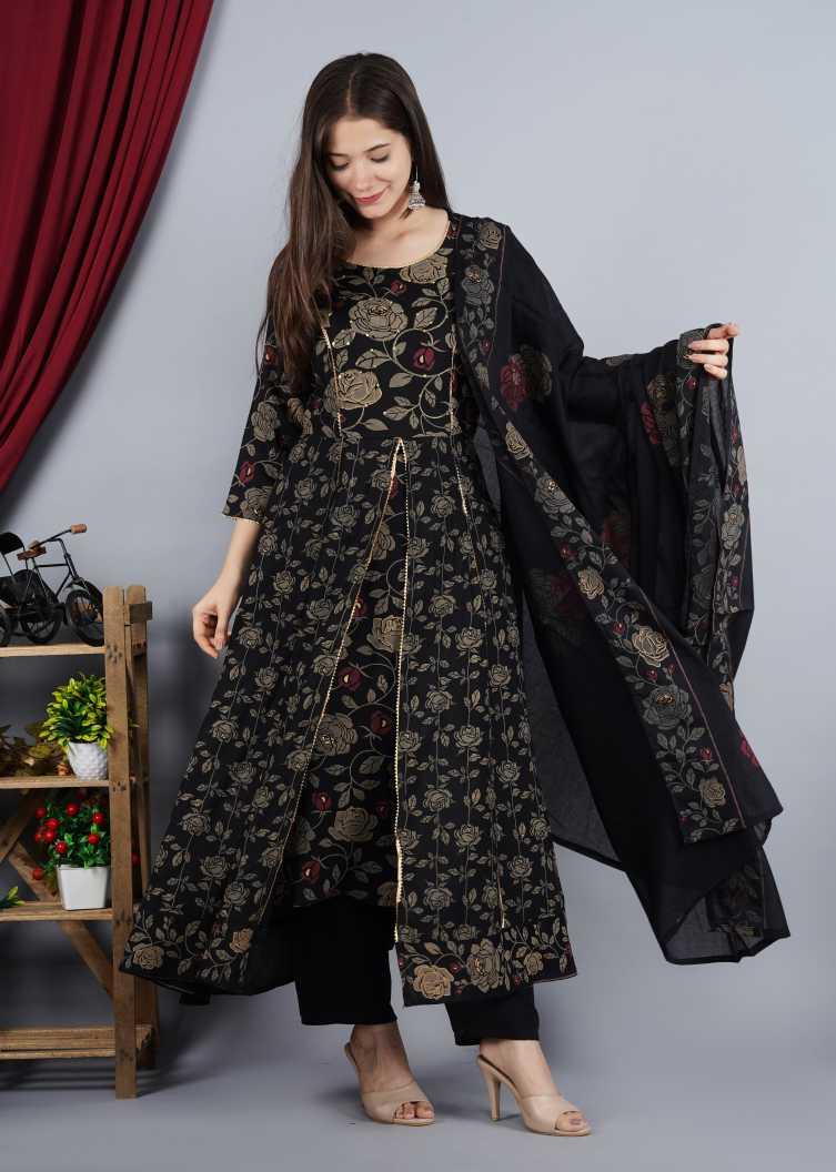 Women Black Kurta and Palazzo Set Rayon - NOZ2TOZ - Indiakreations