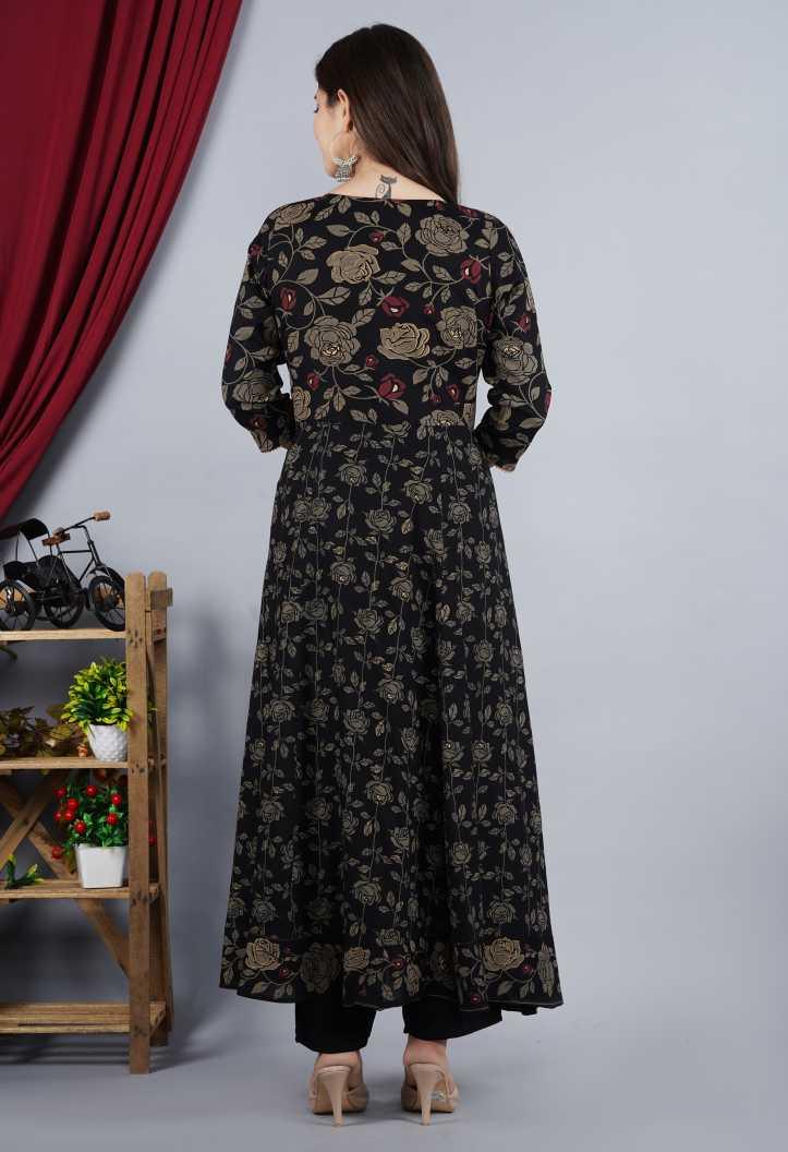 Women Black Kurta and Palazzo Set Rayon - NOZ2TOZ - Indiakreations