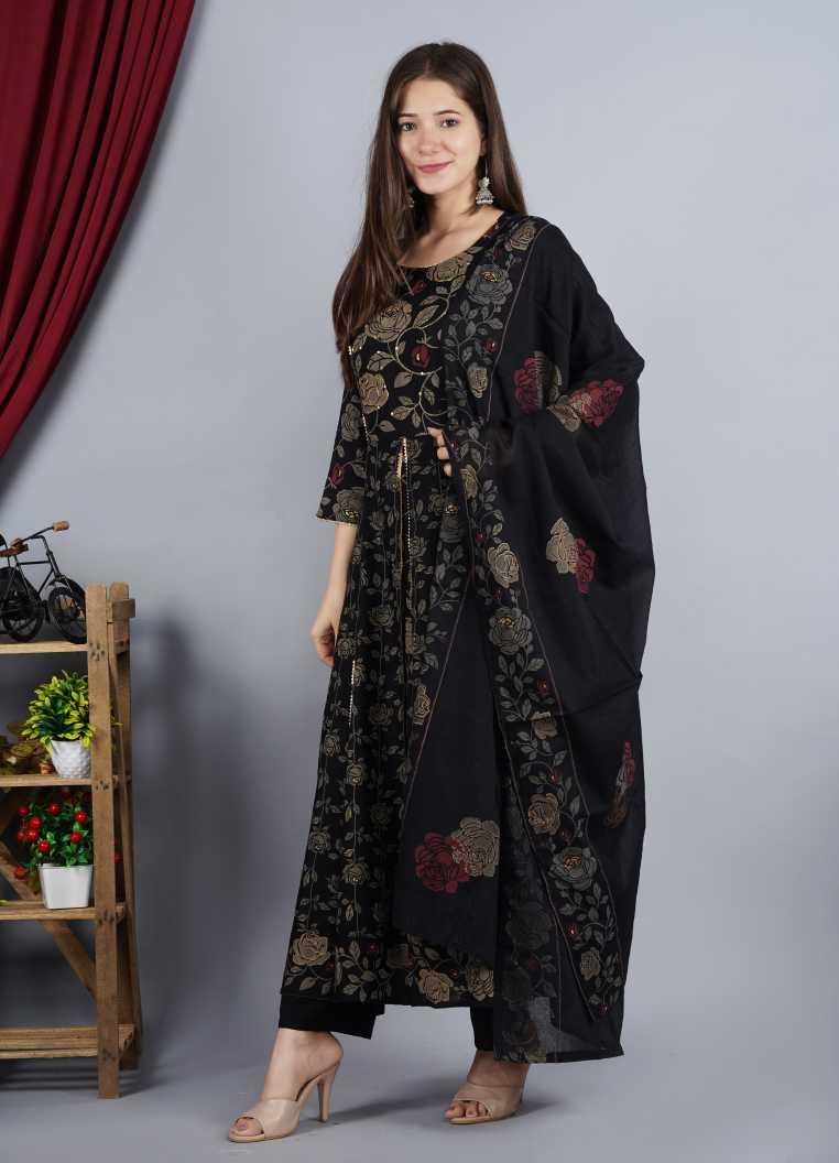 Women Black Kurta and Palazzo Set Rayon - NOZ2TOZ - Indiakreations