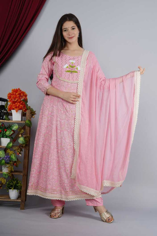 Women's Pink Kurta And Palazzo Set Rayon - Noz2Toz