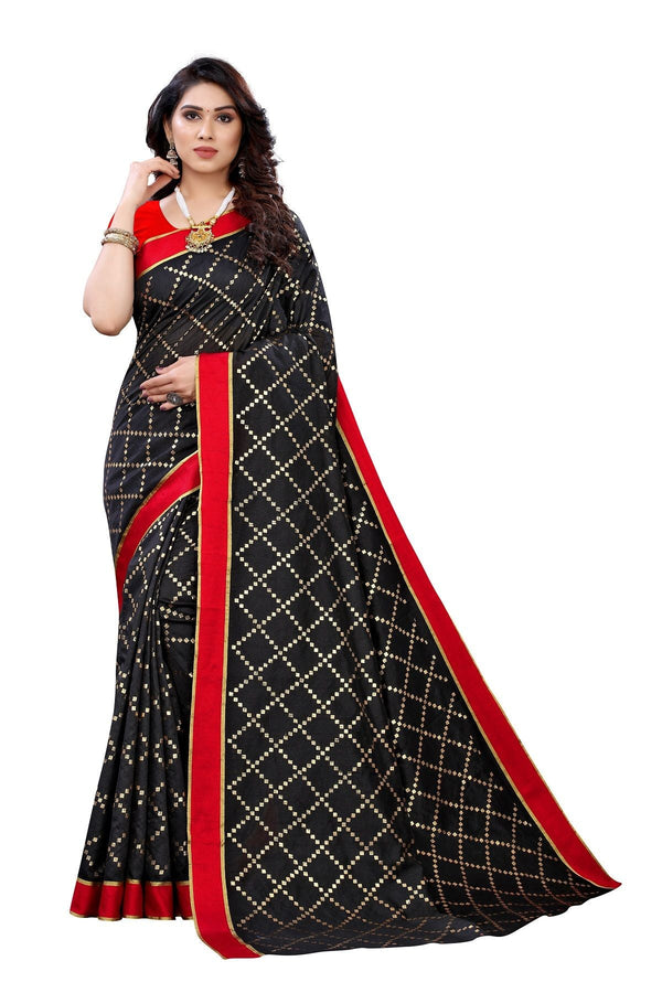 Women's Linen Foil Print Saree With Blouse Piece  - Vamika