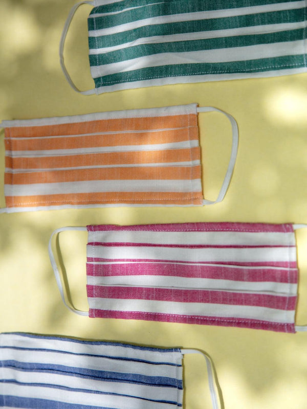 Libas Multicolored Up-cycled Cotton Masks with Stripes ( Pack of 4 )