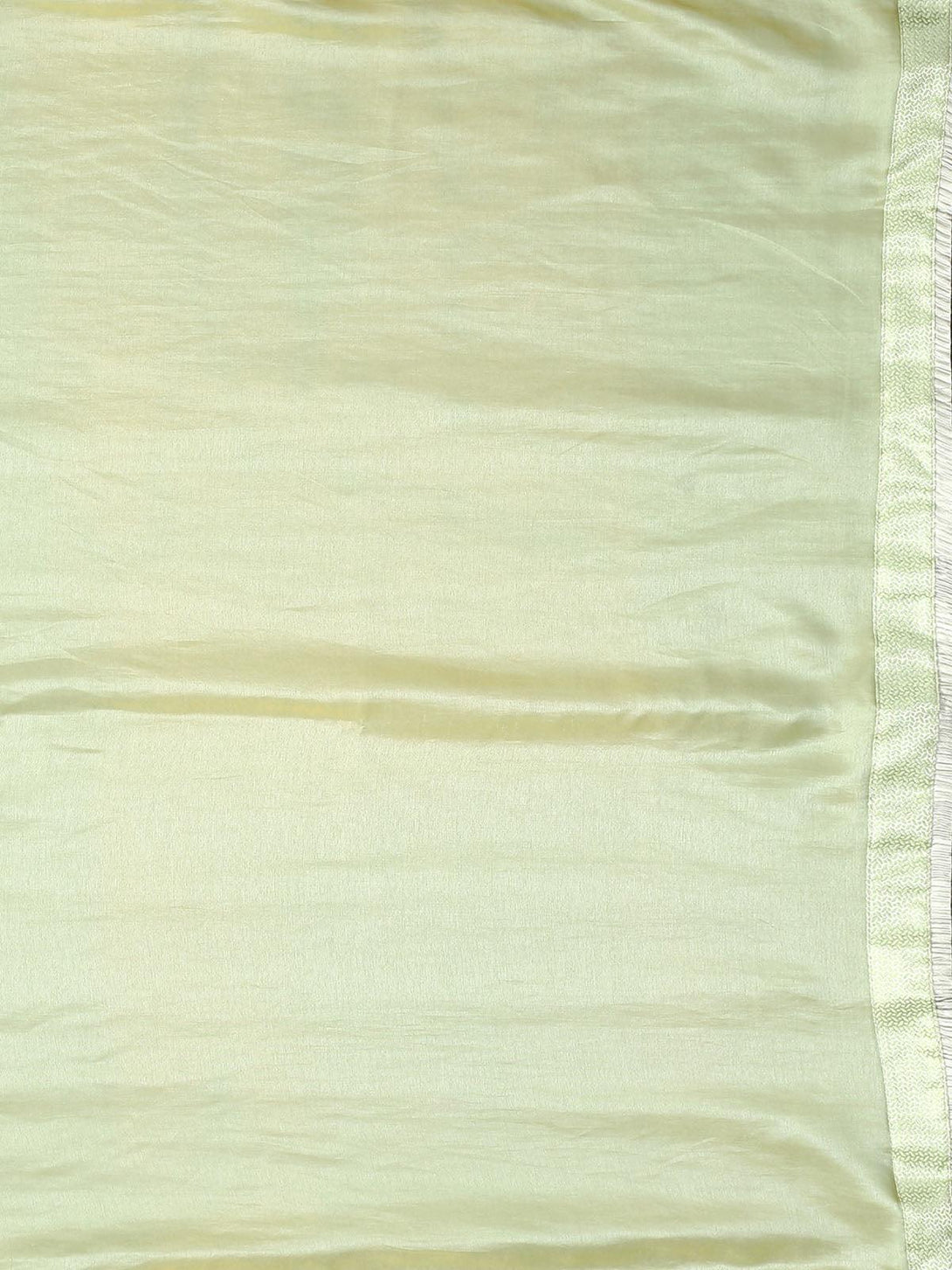 Women's Light Green Satin Silk Emblished Border Saree With Matching Blouse. - Odette - Indiakreations