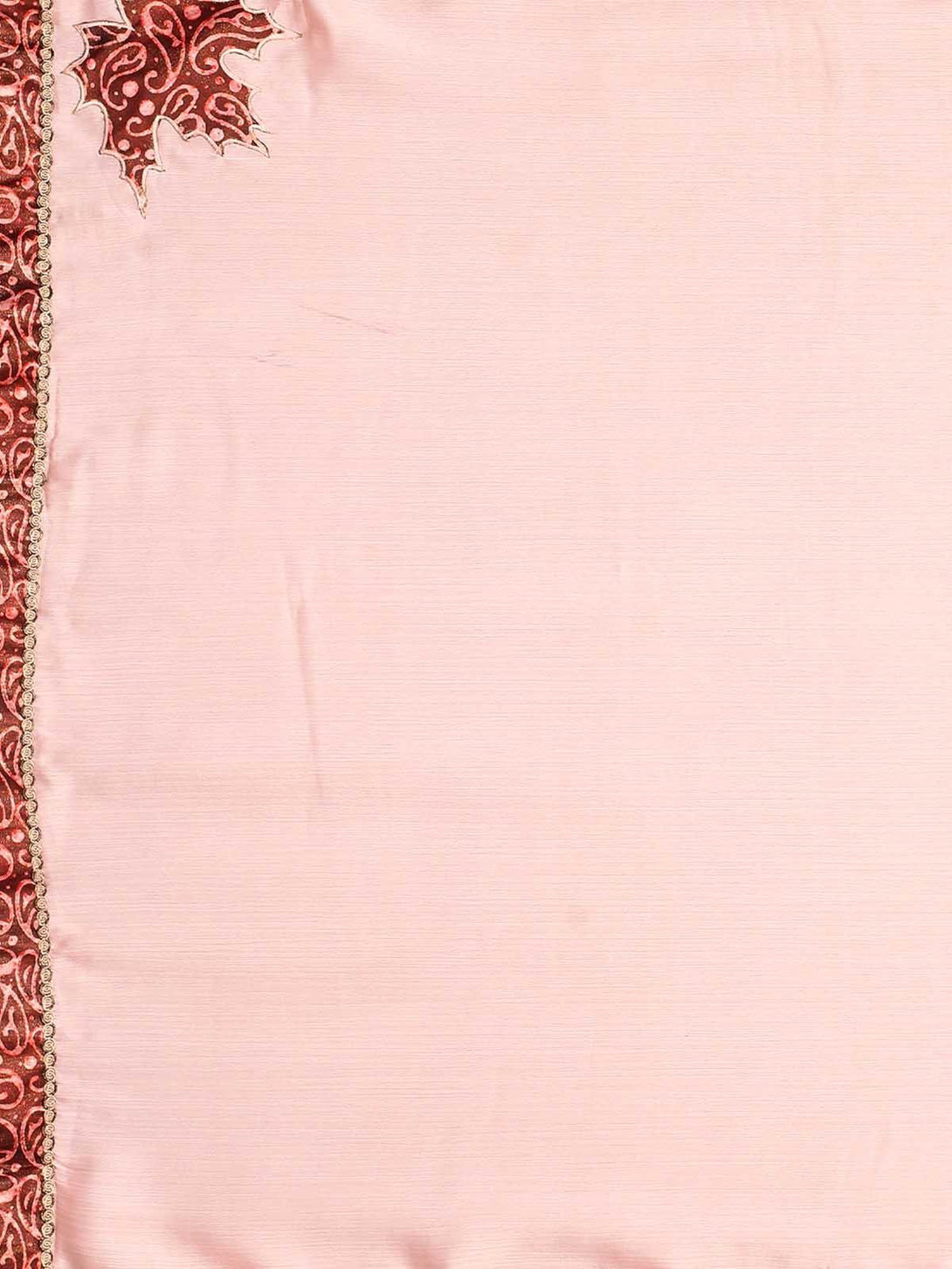 Women's Light Pink Chiffion Printed Saree With Blouse - Odette - Indiakreations