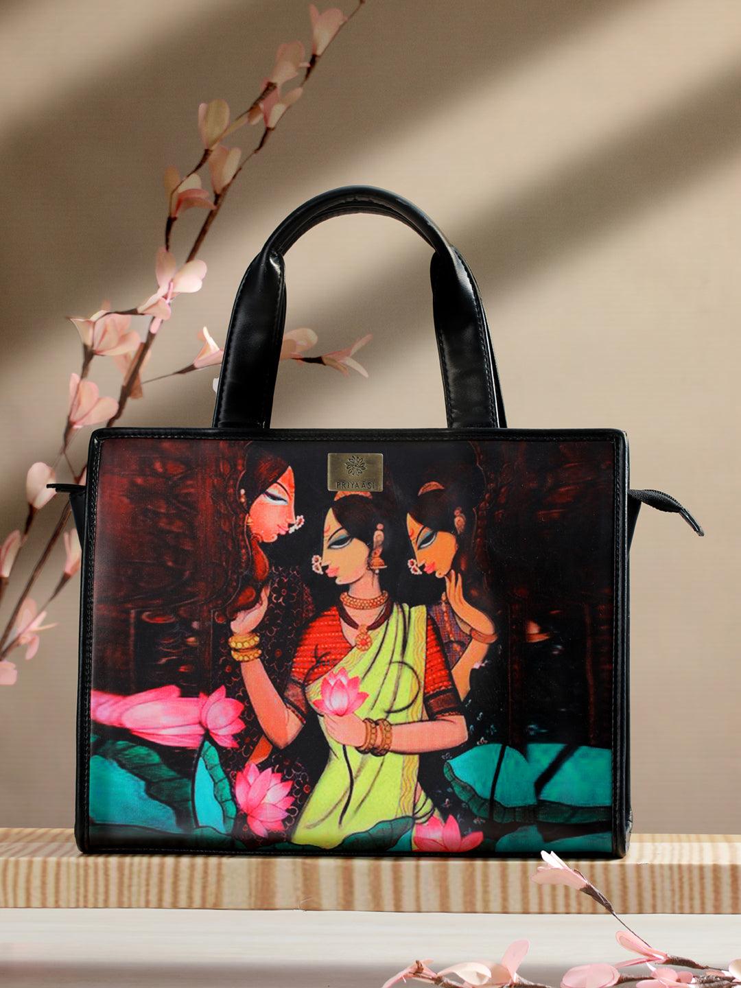 Women's Cultural Womaniya Digital Print Tote Bag - Priyaasi - Indiakreations