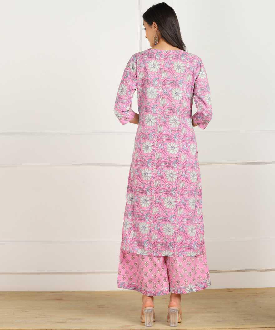 Women's Kurta and Palazzo Set Cotton Poly Silk 2pc - NOZ2TOZ - Indiakreations