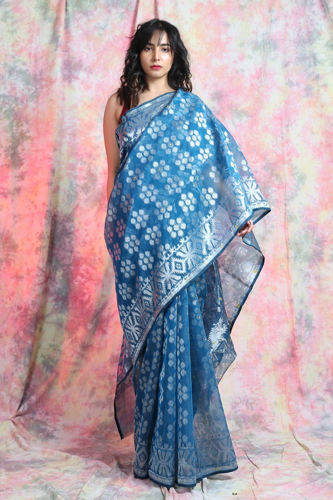 Women's Allover Zari Weaving Jamdani Saree - Arhi