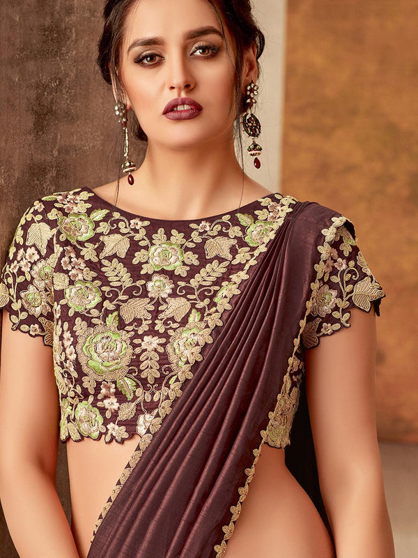 Women's Maroon Silk Designer Lehenga Choli - Odette