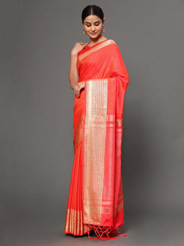 Women's Gajri Color Beautiful Ethnic Wear jacquard Saree - AAISHREE - Indiakreations