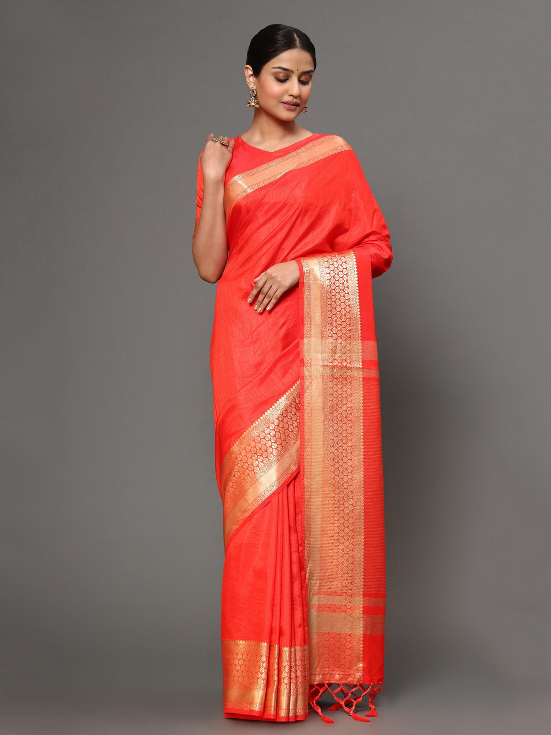 Women's Red Color Beautiful Ethnic Wear jacquard Saree - AAISHREE - Indiakreations