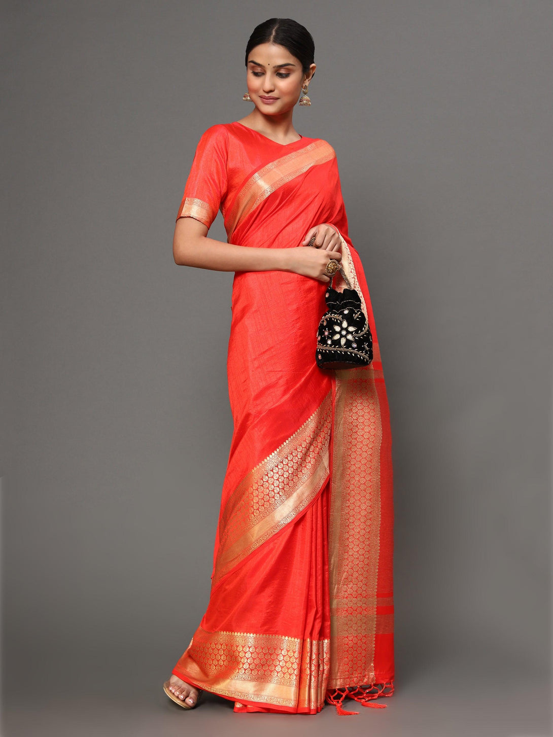 Women's Red Color Beautiful Ethnic Wear jacquard Saree - AAISHREE - Indiakreations