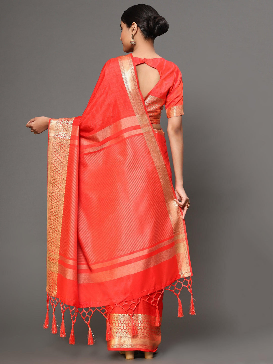 Women's Red Color Beautiful Ethnic Wear jacquard Saree - AAISHREE - Indiakreations